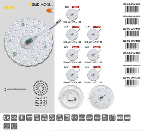 LED-MZ-16W/4100 LED SMD modul magnetický kruh 15,5cm 16W 1475lm 4100K IP20 4
