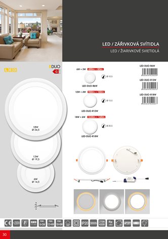 LED-DUO-R18W LED panel kruh 24,5cm dvoubarevný 18W+6W 1530+160lm 4000+2700K IP20 4