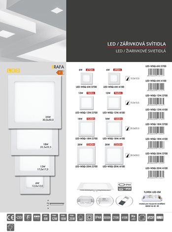 LED-WSQ-18W/4100 LED panel 22x22cm 18W 1550lm 4100K IP20 3