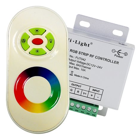 ML-113.001.20.0 Radiové ovládání LED RGB pásků, ovladač: 114×56×22 mm, přijímač: 85×64×24 1