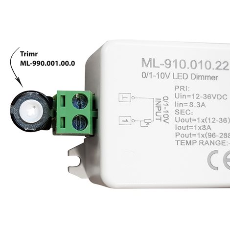 ML-910.010.22.0 Stmívač pro řízení jasu tlačítkem, potenciometrem, 0/1-10V, 1 kanál 8A 2