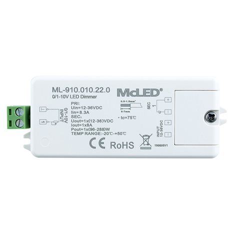 ML-910.010.22.0 Stmívač pro řízení jasu tlačítkem, potenciometrem, 0/1-10V, 1 kanál 8A 1