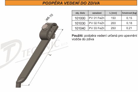 PV 01 Podpěra vedení do zdi - roztřiž. - L=150mm 2