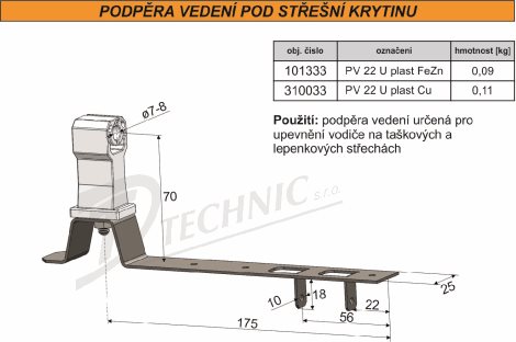 PV 22 U plast Podpěra vedení na lep.krytinu - univerzální - plastový držák 2