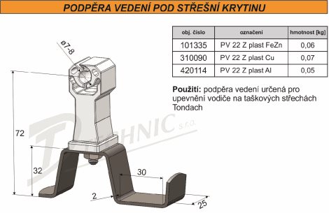 PV 22 Z plast Podpěra vedení pod krytinu - Tondach - zámek - plastový držák 2