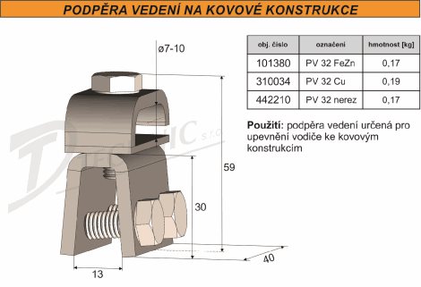 PV 32 Cu Podpěra vedení na železné konstrukce 2