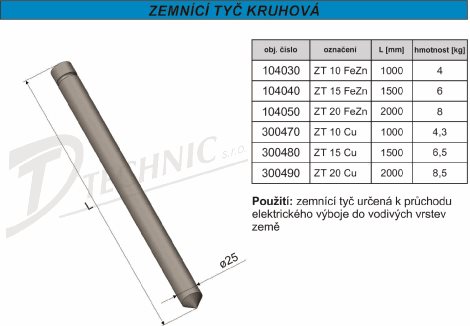 ZT 1,5 Zemnící tyč - 1500mm 2