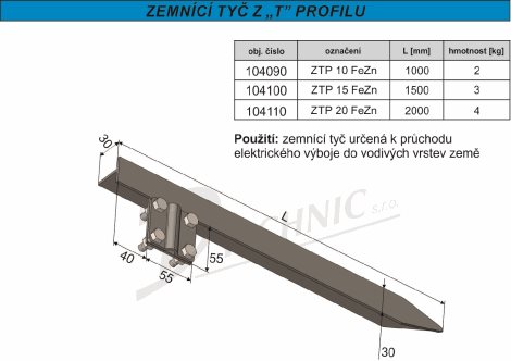 ZPT 10 Zemnící profilová tyč se svorkou - 1000 mm 2