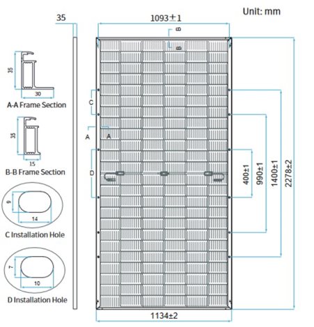 Fotovoltaický panel RUNERGY HY-DH144N8-570W, bifaciální, stříbrný rám 2