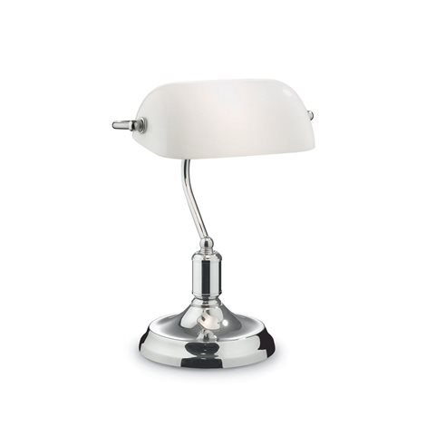 LAWYER TL1 stolní lampa 1x E27 60W bez zdroje IP20, chromová / bílé sklo 1