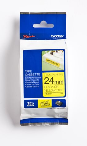 TZE-S651 žlutá/černá 24mm, kazeta laminovaná s extrémně adhezivní páskou, délka 8m 2