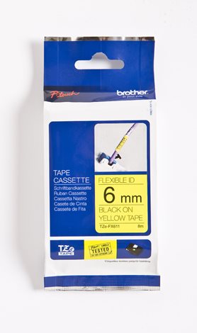 TZE-FX611 žlutá/černá 6mm, kazeta s flexibilní páskou, délka 8m 2