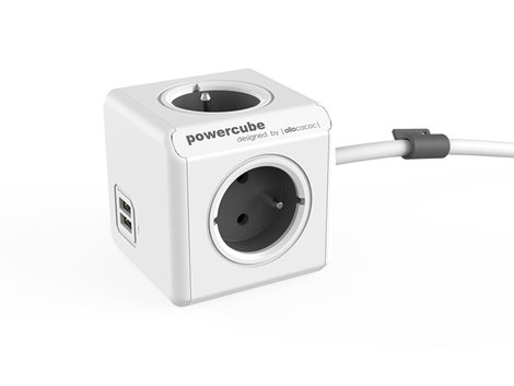 PowerCube EXTENDED USB prodlužovací přívod 1,5m - 4 zásuvka, šedá 1