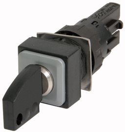 Q18S1R Ovládací hlavice s klíčem, dvoupolohová, 18 x 18 mm, s aretací, 45°, černá