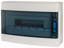 IKA-1/18-ST Rozvodnice NA omítku IP65, průhledné dveře, 1 řada, 18 modulů