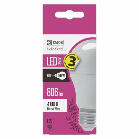 ZQ5141 LED CLS A60 9W E27 NW 4
