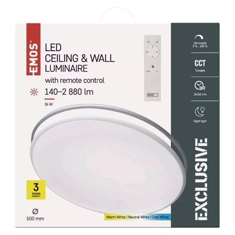 LED svítidlo přisazené EXCLUSIVE ZM5166 kruh 50cm 36W 140-2880lm 2700-6500K IP20 Stmívatel 5
