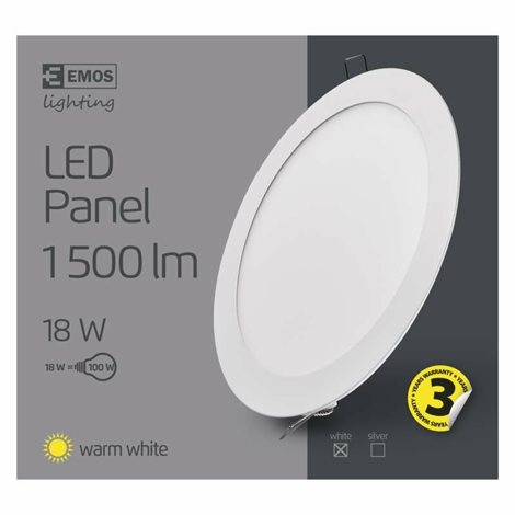 LED Panel vestavný ZD1141 kruh 22,5cm 18W 1500lm 3000K IP20 6