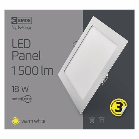 LED Panel vestavný ZD2141 čtverec 22,5x22,5cm 18W 1500lm 3000K IP20 6