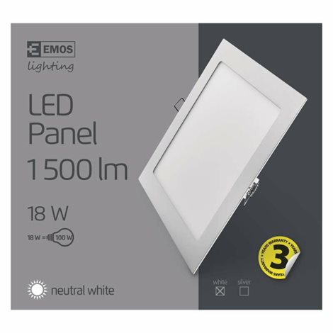 LED Panel vestavný ZD2142 čtverec 22,5x22,5cm 18W 1500lm 4000K IP20 7