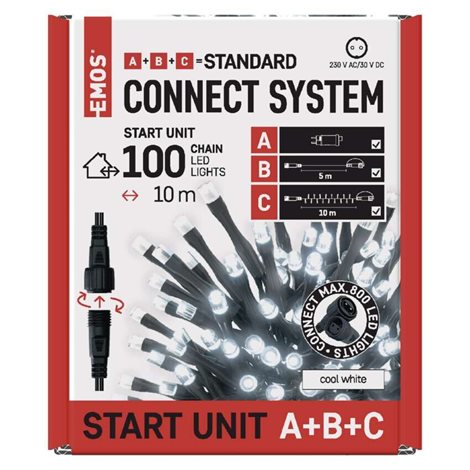 D1AC01 CONNECT START UNIT POWER+CHAIN 100LED 10M IP44 CW 9