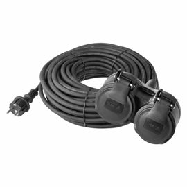 P0601 Gumový prodlužovací kabel spojka 10m 2Z 3x 1,5mm, IP44 černý