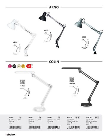4215 Arno, writing desk lamp, with clamp, H70cm 4