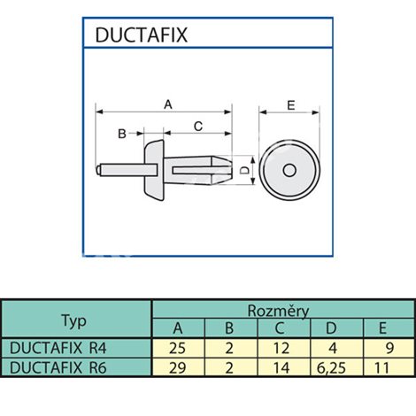 DUCTAFIX R4 Upevňovací nýt pro rozvaděčové kabelové žlaby průměr 4mm 3
