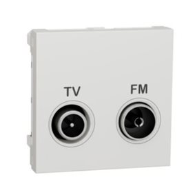 NU345318 Unica - Zásuvka TV/R průběžná 1,5 dB, 2M, Bílá