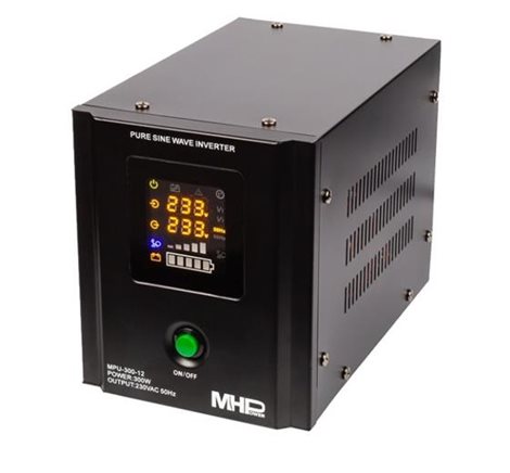 Napěťový měnič MHPower MPU-300-12 12V/230V, 300W, funkce UPS, čistý sinus pro externí baterii 1