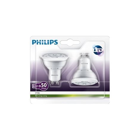 Sada 2xLED žárovka Philips Spot WW 4.5-50W GU10 830 36D 3000K 3
