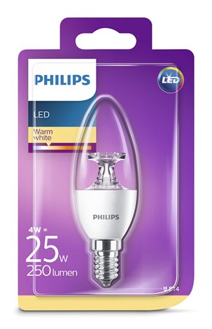 LED žárovka Philips 4W-25W B35 E14 WW CL ND RF 1BC/6 2700K 2