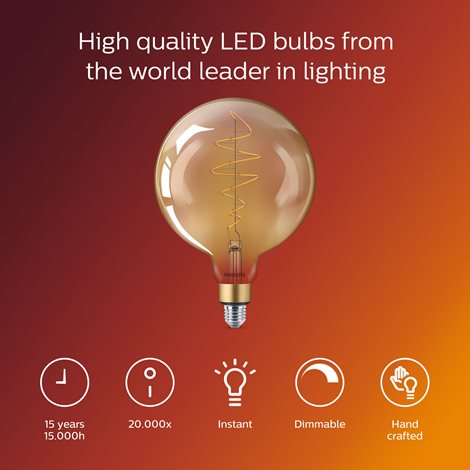 Vintage LED filament žárovka E27 G200 7W 470lm 1800K stmívatelná, zlatá 5