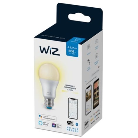 WiZ LED žárovka E27 A60 8W 806lm 2700K IP20, stmívatelná 3