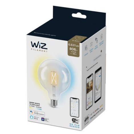WiZ LED filament žárovka E27 G125 7W 806lm 2700-6500K IP20, stmívatelná 3