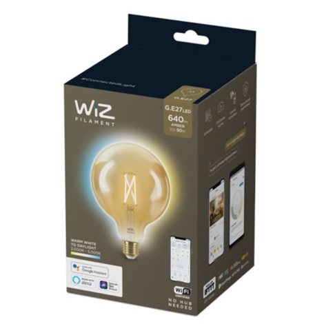 WiZ LED žárovka filament amber E27 G125 7W 640lm 2000-5000K IP20, stmívatelná 3