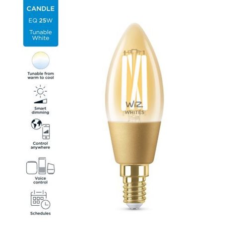 WiZ LED žárovka filament amber E14 C35 4,9W 370lm 2000-5000K IP20, stmívatelná 5