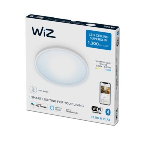 WiZ Superslim přisazené LED svítidlo 14W 1300lm 2700-6500K IP20 24,2cm, bílé 2