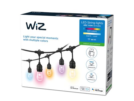 WiZ Světelný LED řetěz 12W 120lm 2200-6500K RGB IP65 14,4m, černý 4