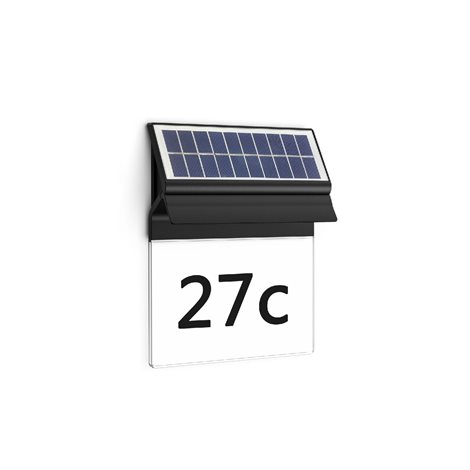 Enkara solární venkovní LED osvětlení domovního čísla 0,2W 17lm 2700K IP44, černé 1