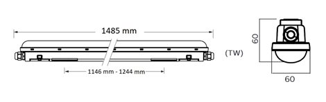 PILA WT008C 60S/840 PSU L1500 TW CLASSIC Prachotěsné svítidlo, délka 1500 mm, IK08, 60W, 6 000lm 2