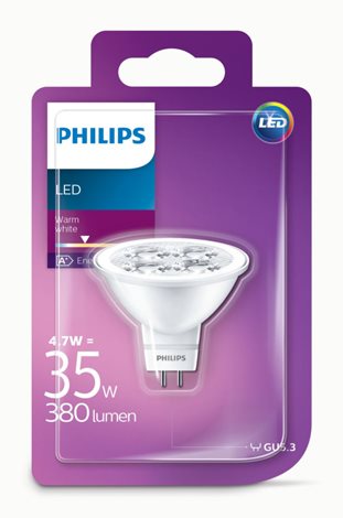 LED žárovka Philips 4.7W-35W GU5.3 WW 12V MR16 36D ND 1BC/4 2700K 2