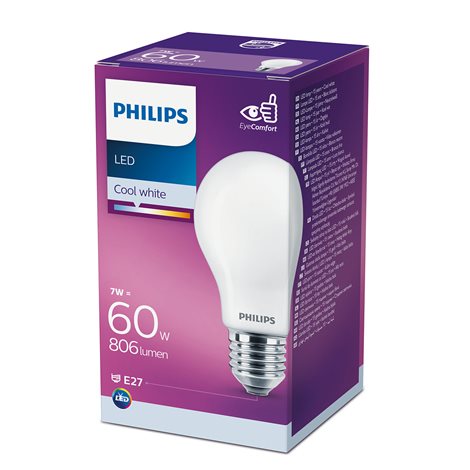 LED žárovka Philips Classic LEDbulb ND 7W-60W A60 E27 840 FR 806lm 4000K 2