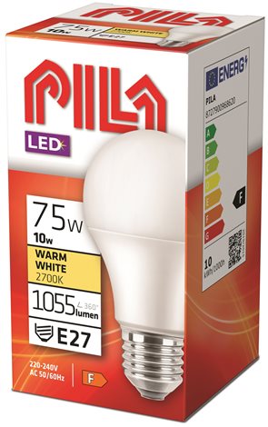 PILA LED 75W A60 E27 WW FR ND LED žárovka 10W 1055lm 2