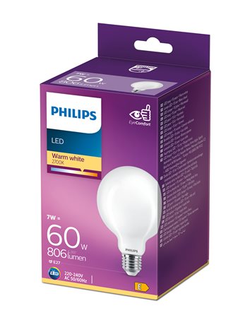 LED žárovka Philips Classic 60W G93 E27 WW FR ND 7W 806lm 2