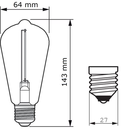 Vintage LED filament žárovka E27 ST64 2,3W 100lm 1800K nestmívatelná, kouřová 2
