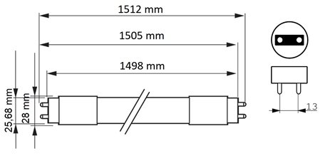 Pila LED tube 1500mm 19.5W 840 G13, LED trubice 19,5W 2 000lm 2