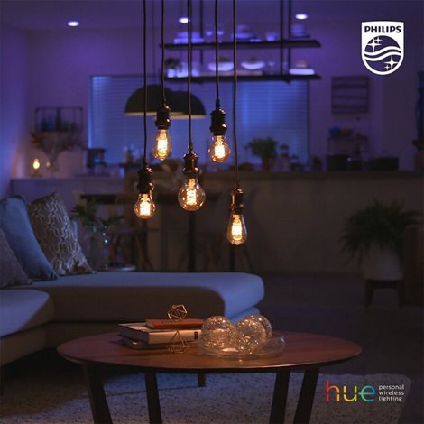 Hue White Filamentová LED žárovka E27 G125 7W 550lm 2100K IP20 12