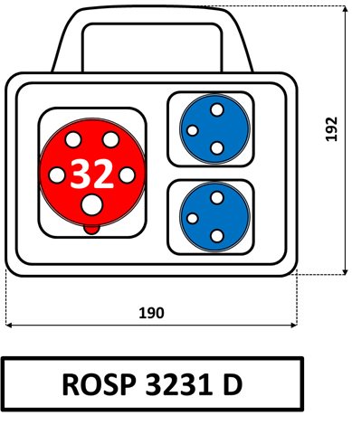 ROSP 3231 D minizásuvková kombinace Praktik - IP 54 s držadlem 2