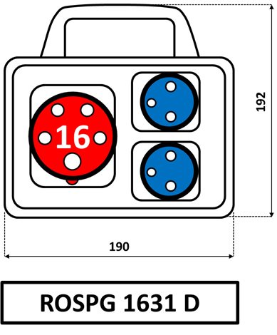 ROSP 1631 D minizásuvková kombinace Praktik - IP 54 s držadlem 2